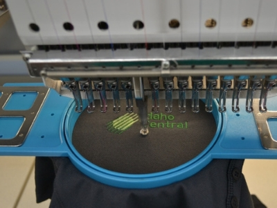Detailed custom embroidery being stitched